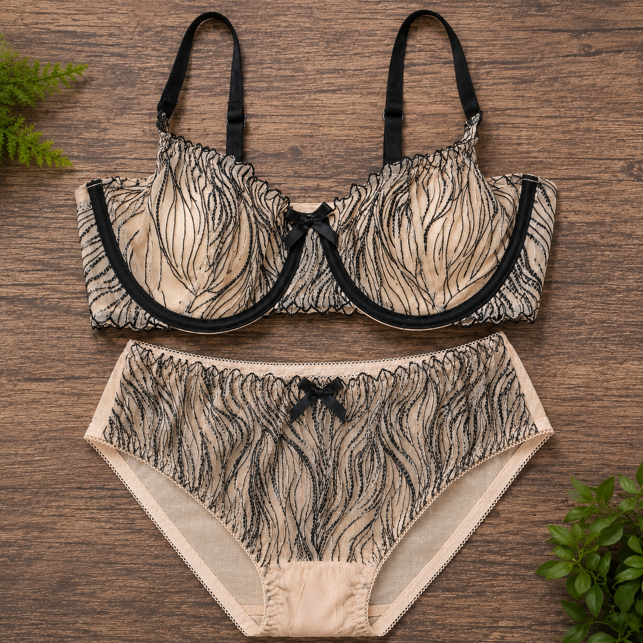 Wild Untamed Set 🐆 | Bold Beige & Black Embroidery